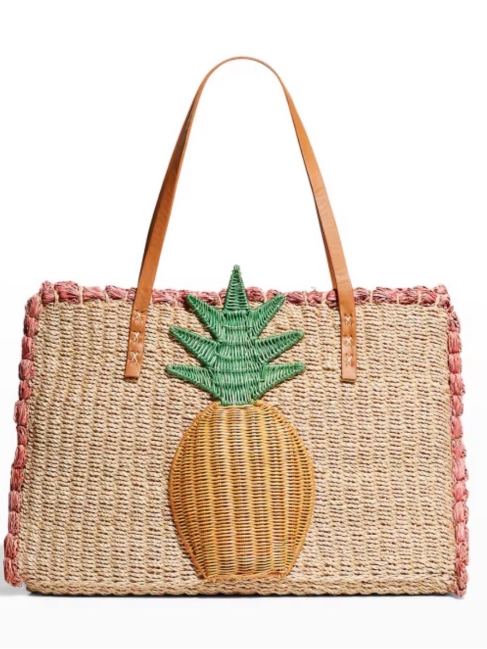 Serpui Woven Pineapple Straw Tote Bag